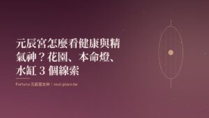 酒紅底上的金色燈籠與草葉，象徵元辰宮裡的精氣神與生命力
